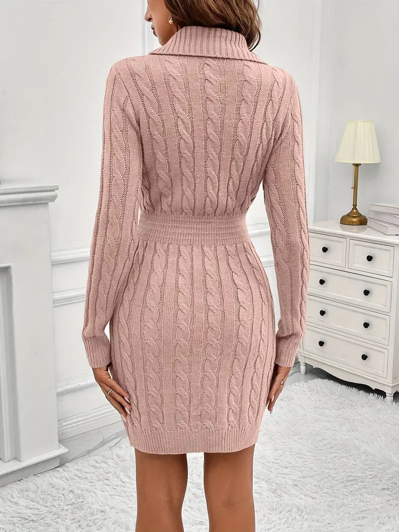 Women'S V-Neck Dress with Twist Detail