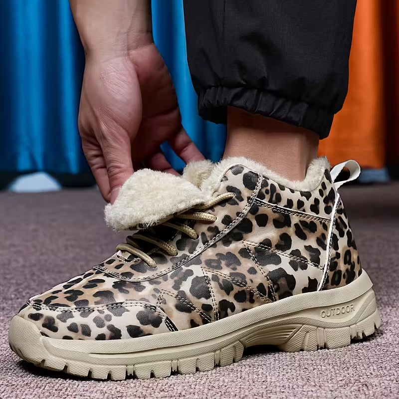 Women's Leopard Print Winter Snow Boots