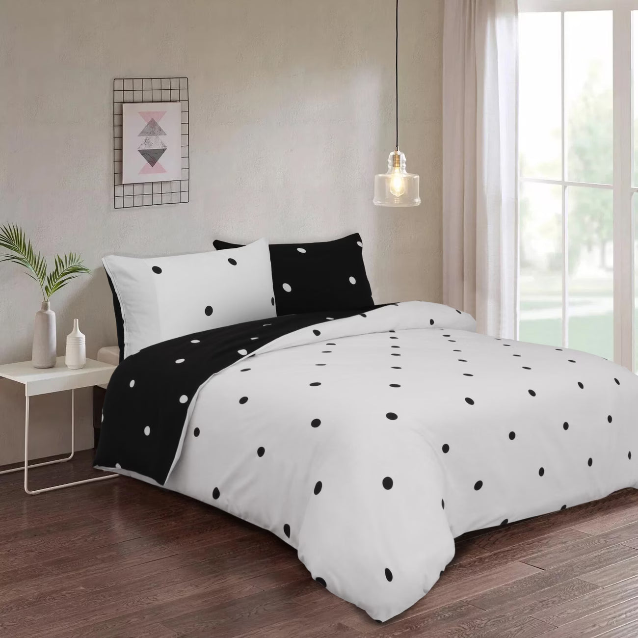 Reversible Polka Dot Duvet Cover Set