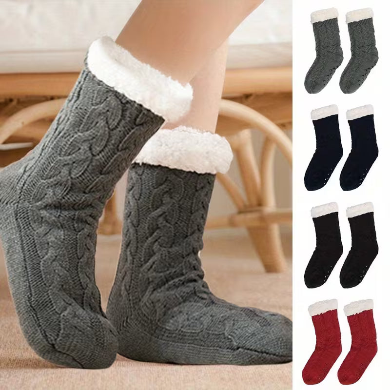 20cm Women's Thick Soft Warm Grip Slipper Socks