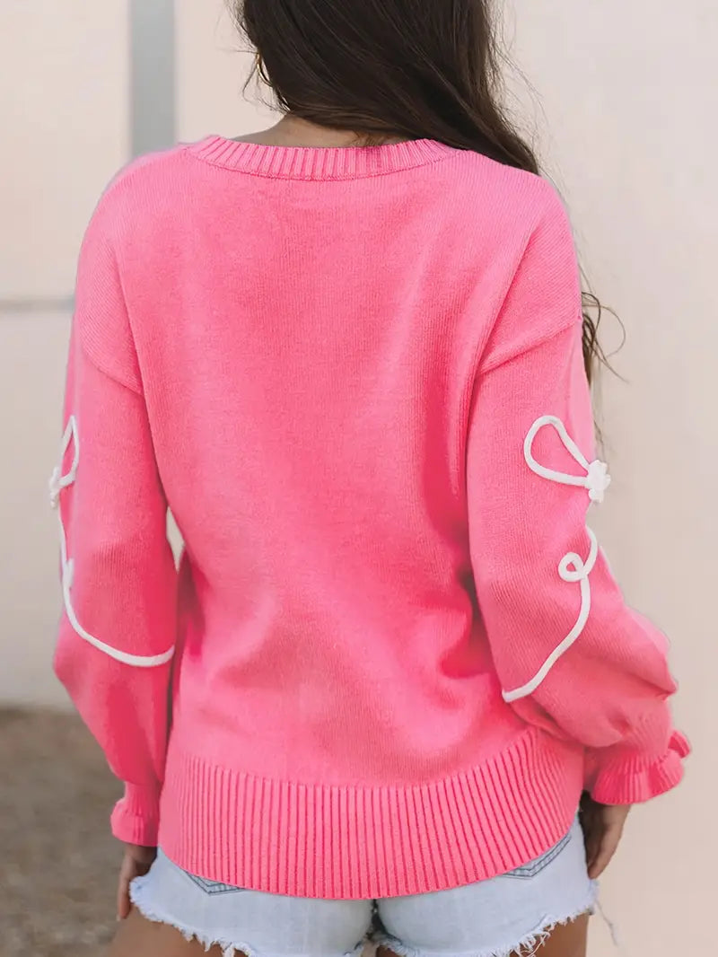Vibrant Pink Oversized Round Neck Sweater
