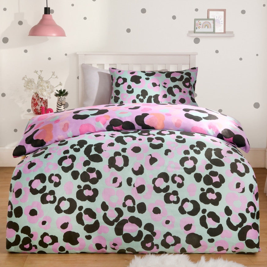 Abstract Leopard Print Reversible Duvet Set - Lilac