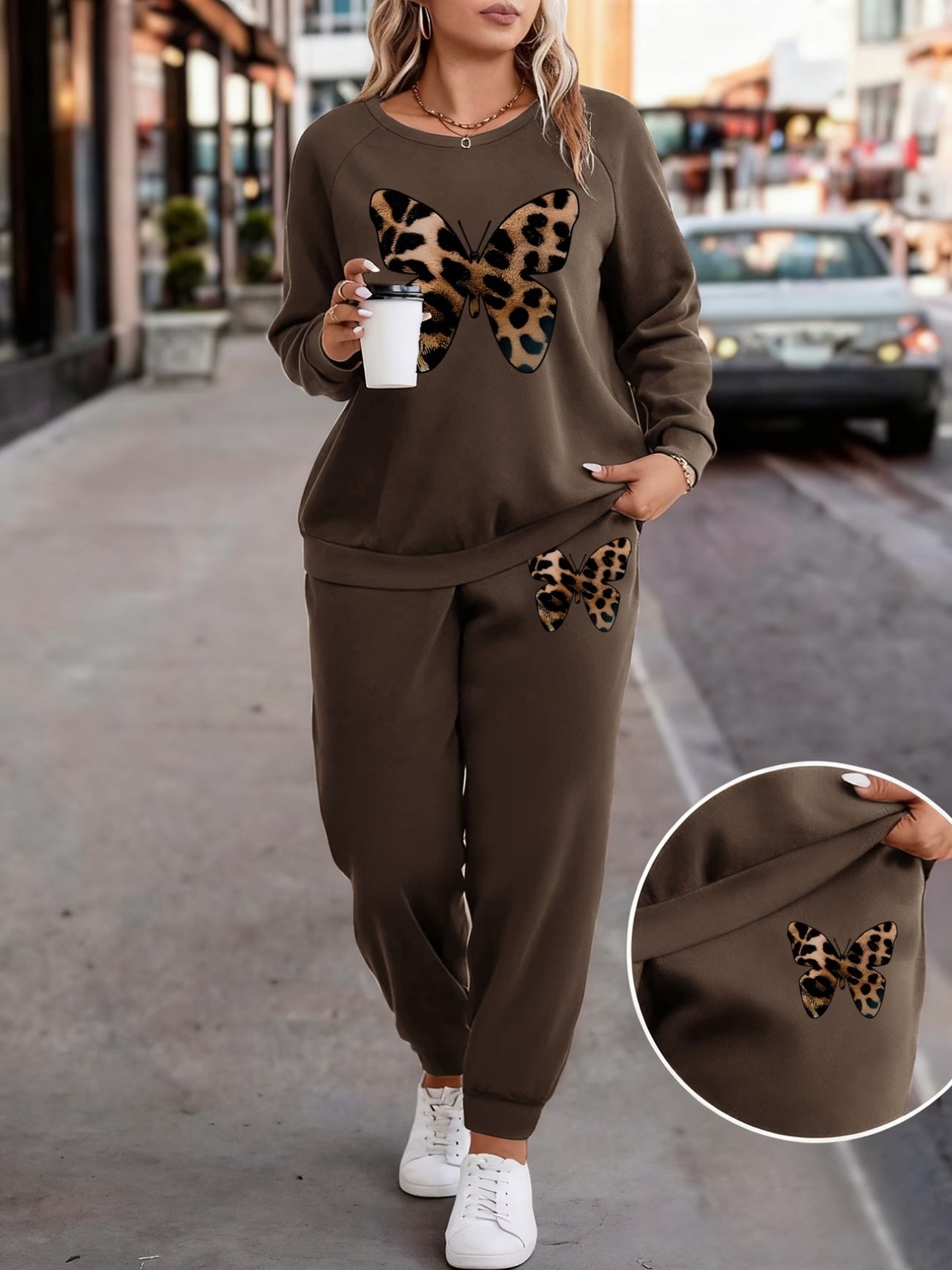2pcs Women's Plus Size Pajama Set