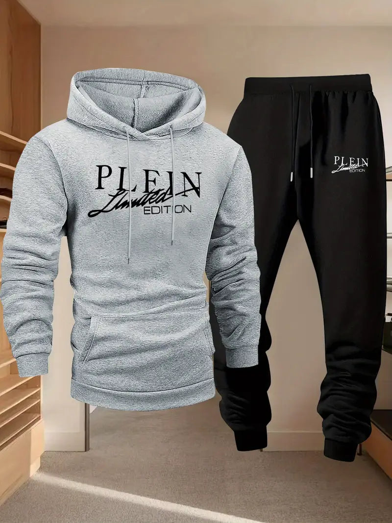Men'S Long-Sleeve Hooded Sweatshirt Two-Piece Set