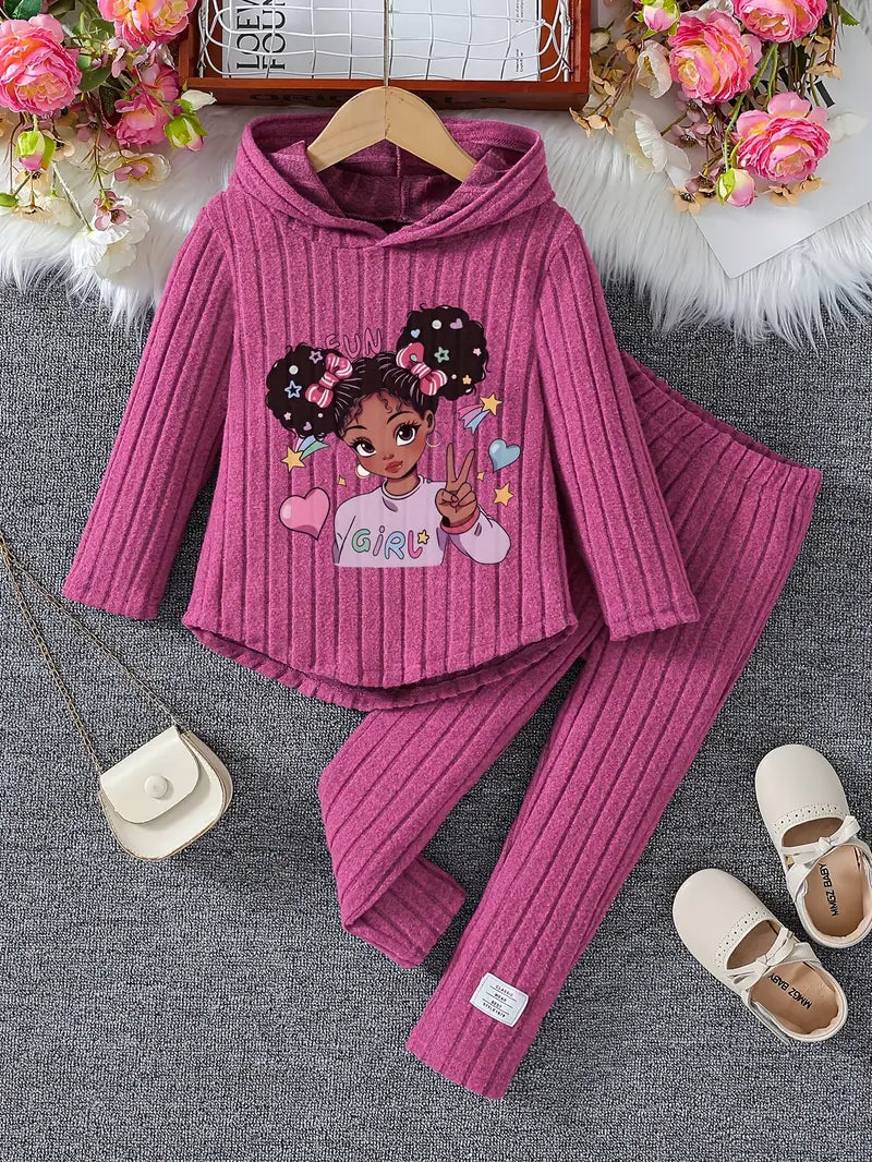 Adorable Girls' Hoodie & Joggers Set