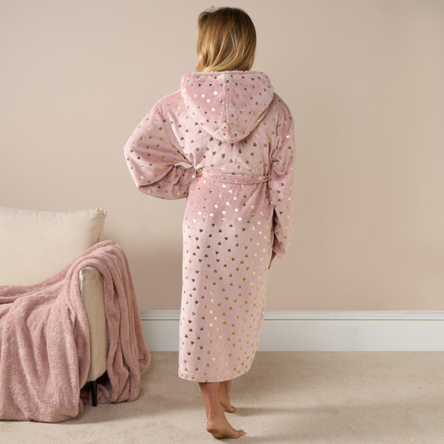 Gold Foil Heart Dressing Gown, Adults - Blush