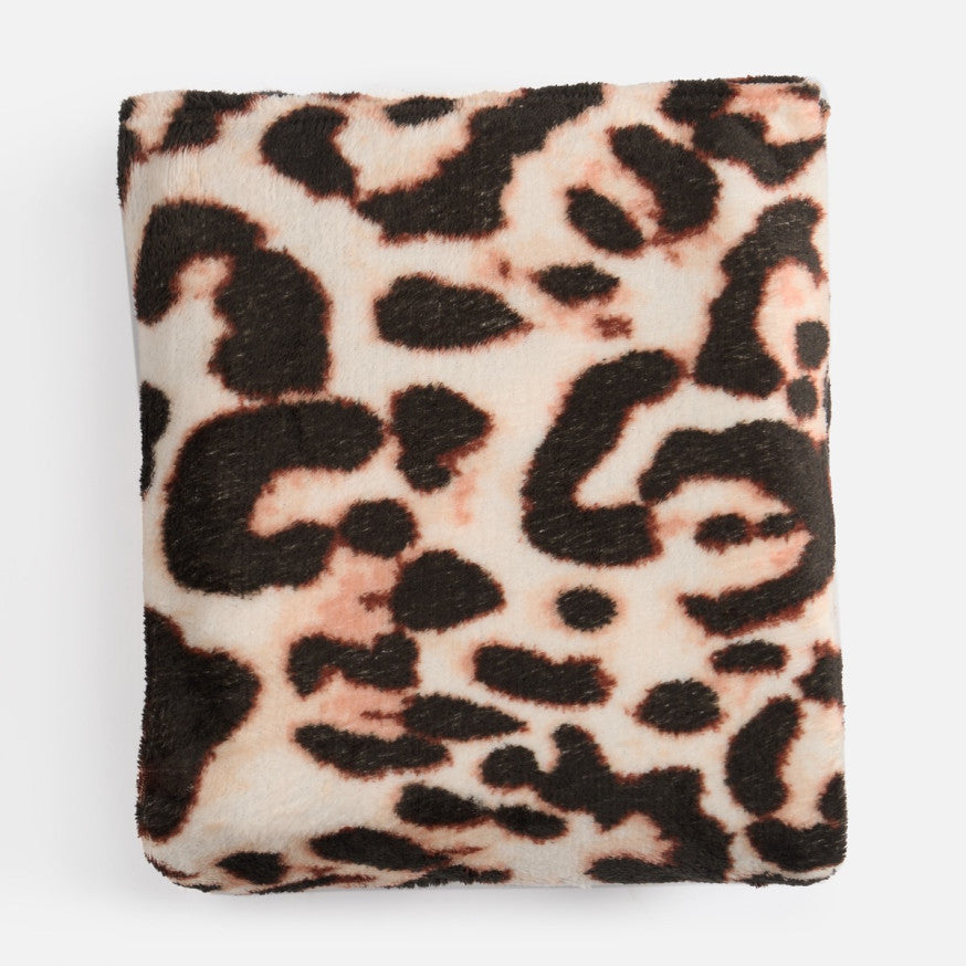 Ultra Soft Leopard Print Throw - Natural