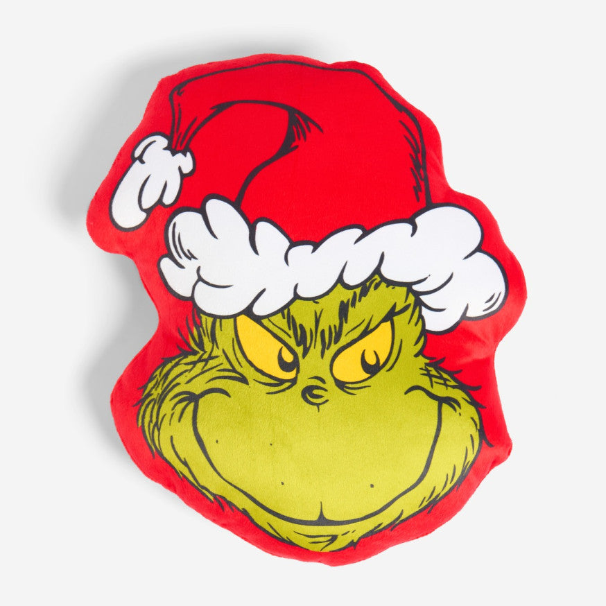 Grinch Shaped Cushion - Green/Red