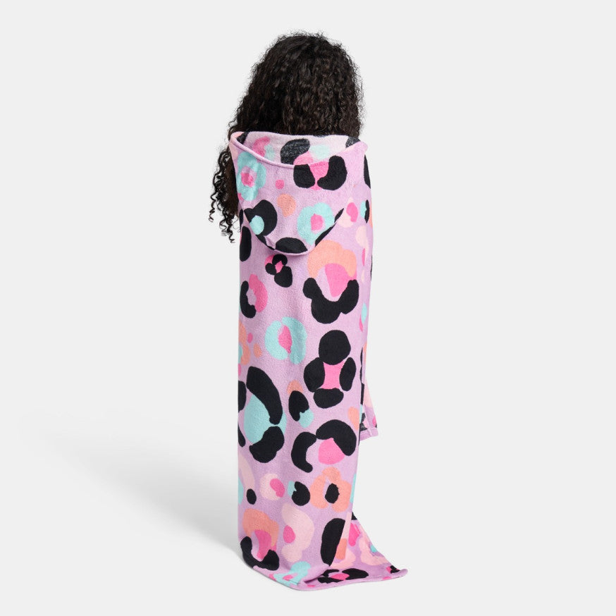 Leopard Print Hooded Blanket - Lilac