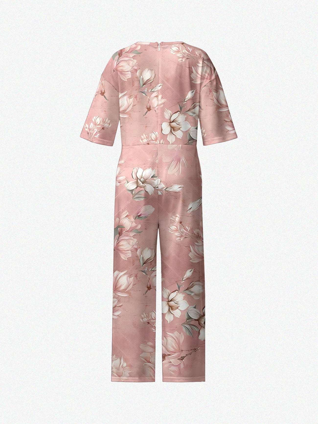 Women's Round Neck Floral Jumpsuit – American Casual Style
