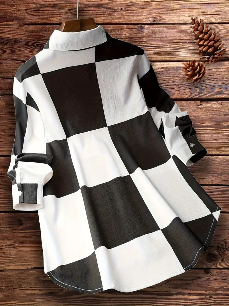 Plaid Print Button Front Shirt,