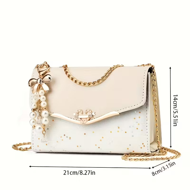 Customizable Name "Malarespe" Engraved, Elegant White Crossbody Bag