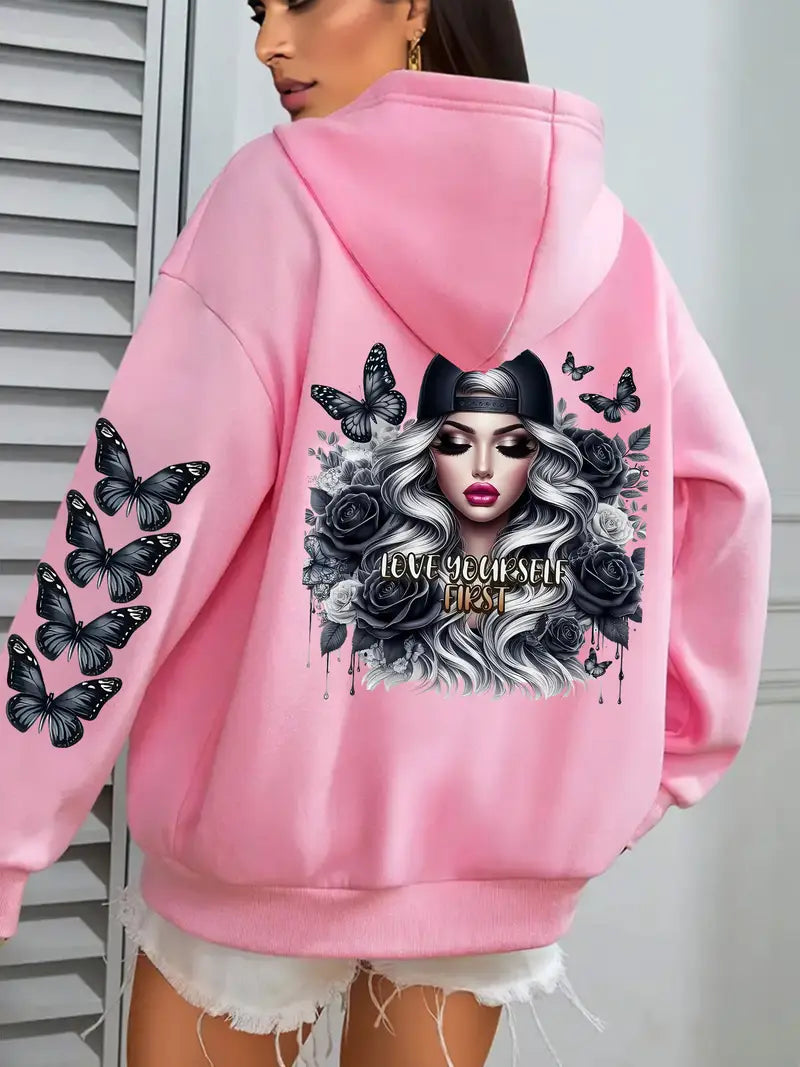 Women Stylish Geometric Print Hoodie