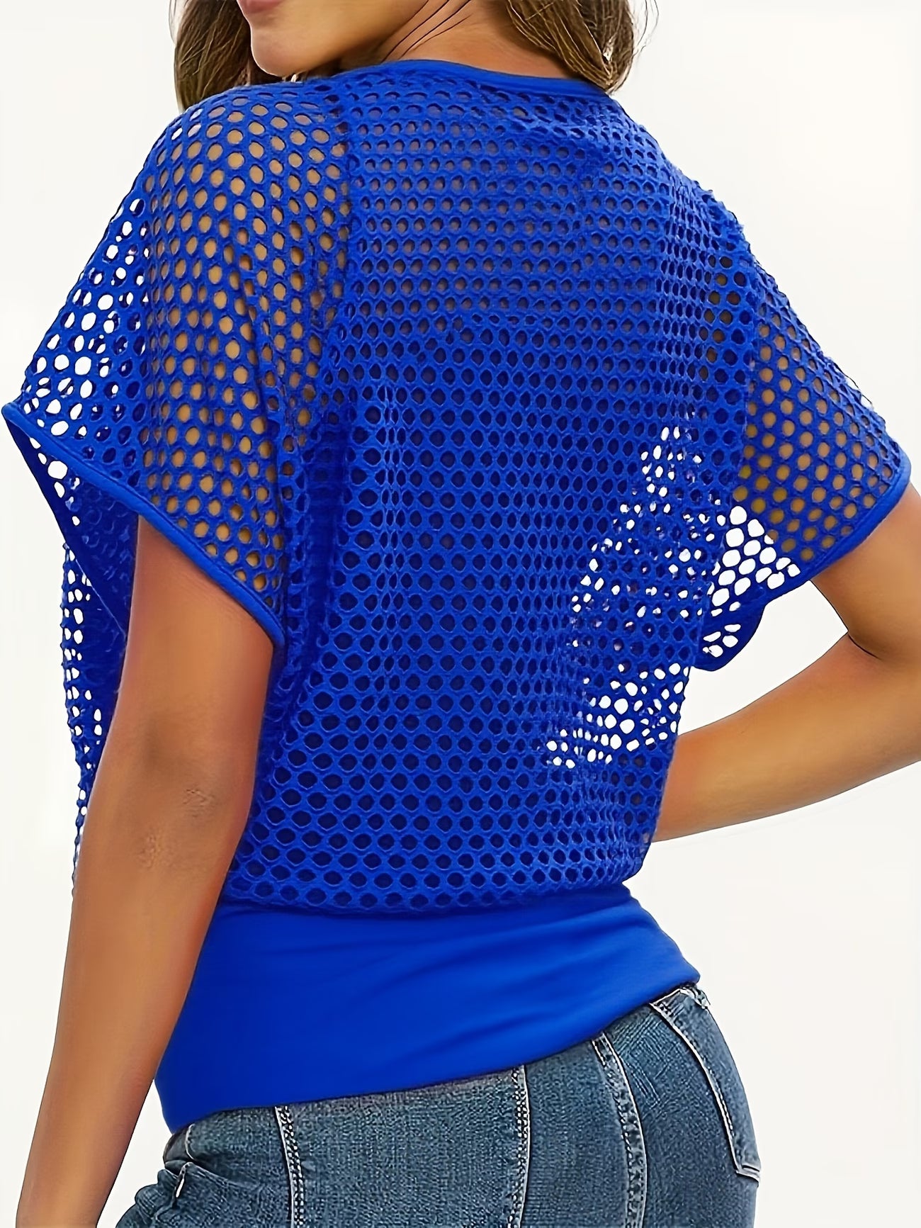 Women's Asymmetric Mesh Overlay Top