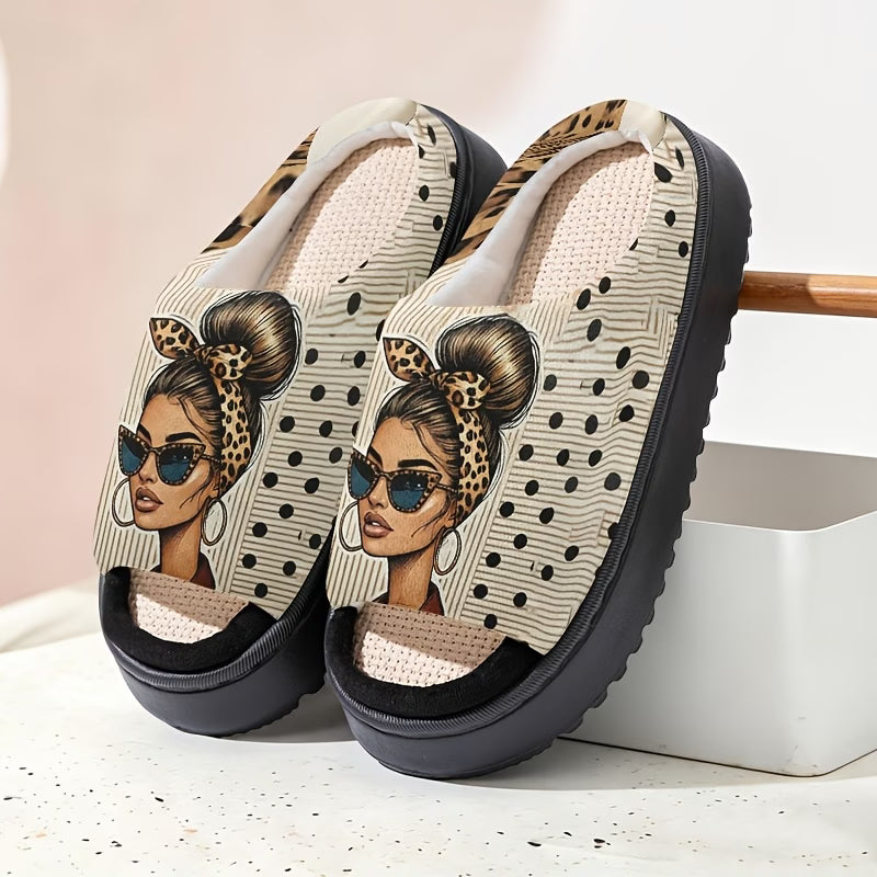 Breathable Sweat-Absorbent Thick-Soled Cute Printed Slippers