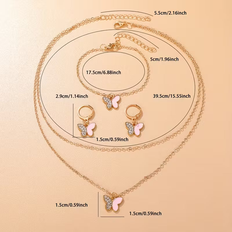 4pcs Elegant Bohemian Style Butterfly Jewelry Set