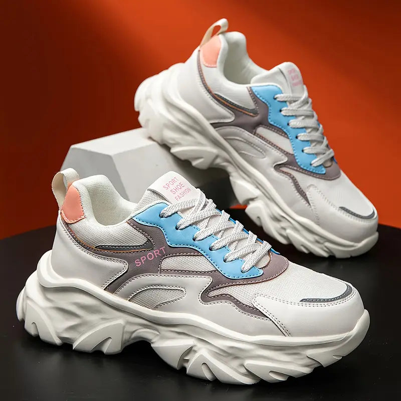 Men's Grey/Beige/Green/Black Color-Block Low-Top Sneakers