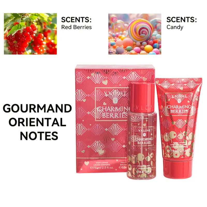 2pcs Women'S Body Mist Perfume Spray & Body Lotion Set