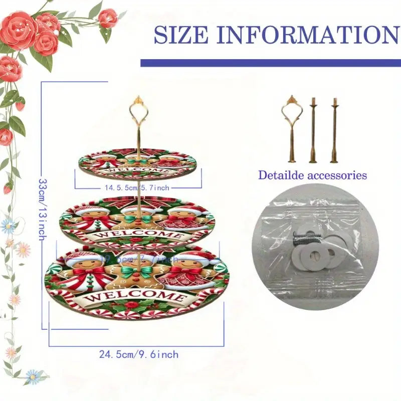 3-Tier Artificial Wood Gingerbread for Man Display Tray