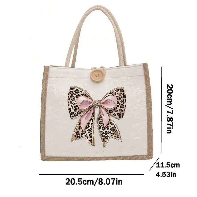 Women's Leopard Print Bow Tote Bag