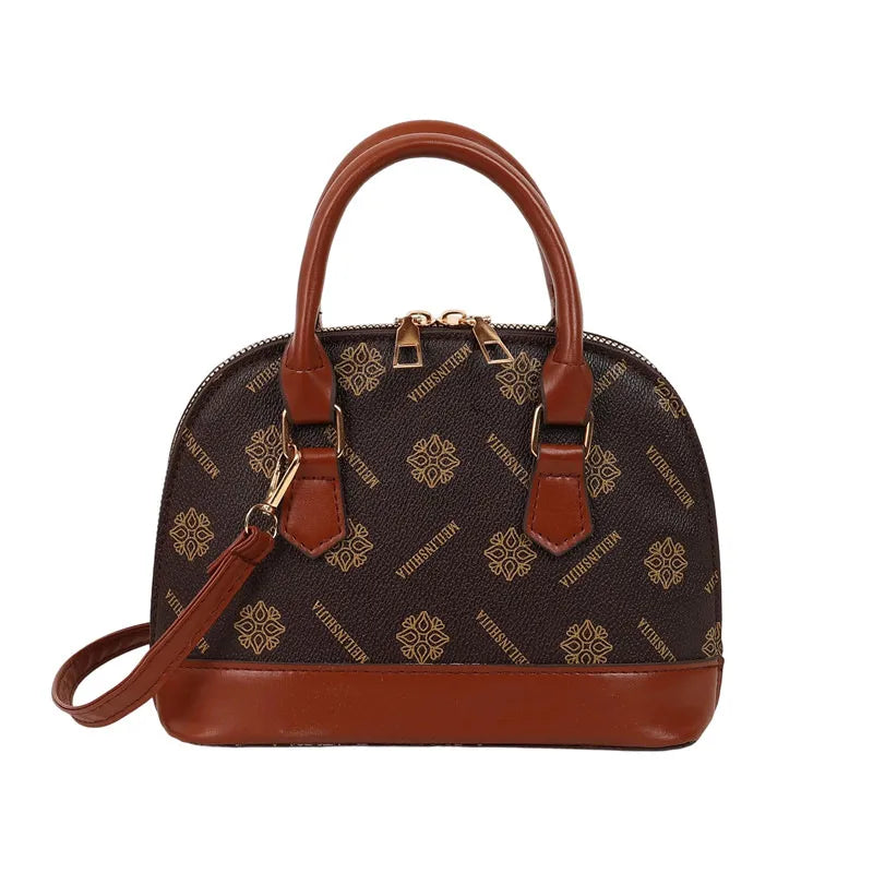Women's PU Printing Elegant Vintage Style Shell Zipper Handbag Crossbody Bag