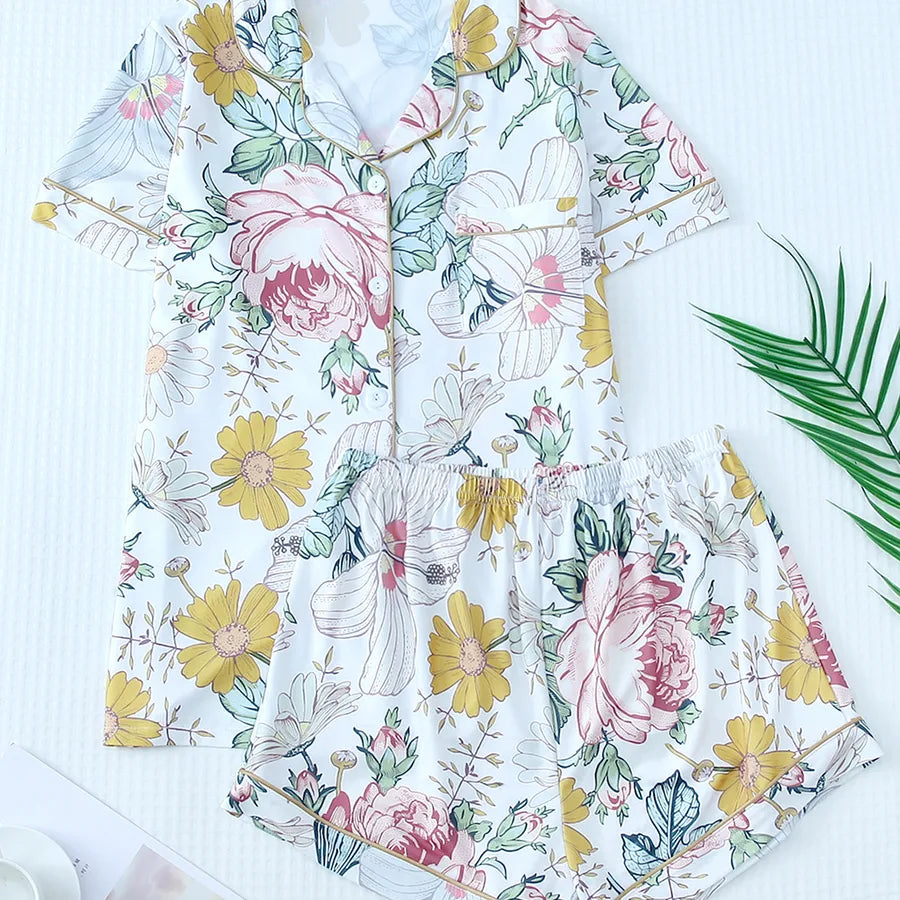 Holiday Daily Women's Vacation Simple Style Bow Knot Polyester Milk Fiber Shorts Sets Pajama Sets