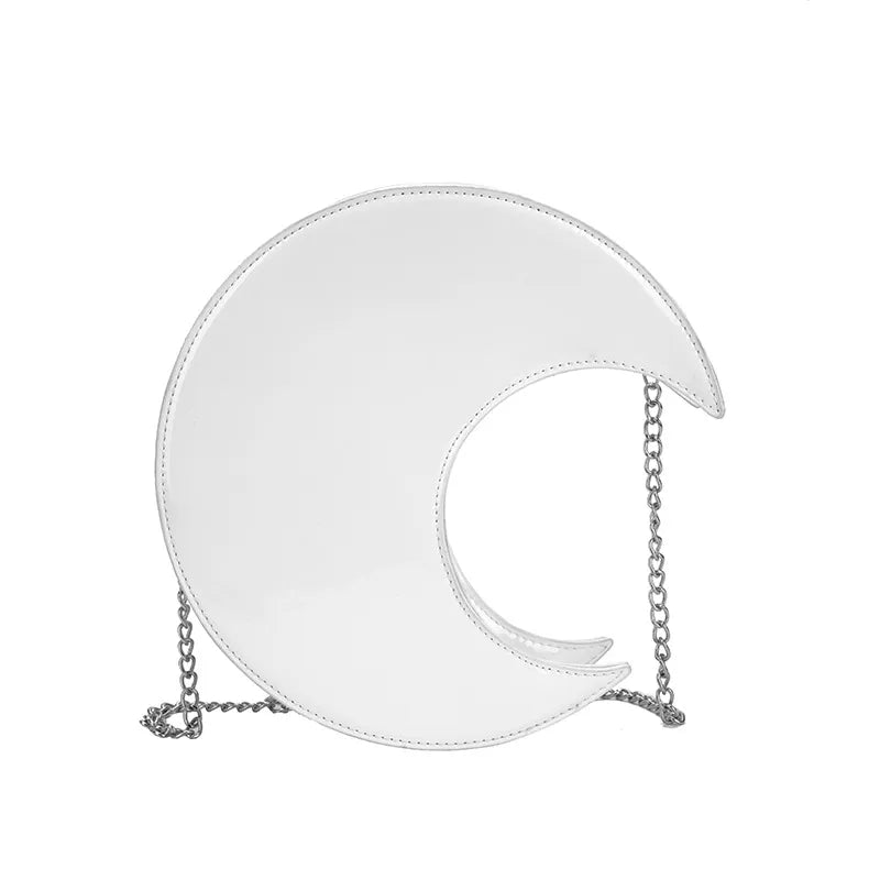 Fashionable Moon Shaped Mini PU Leather Bag Women's Underarm Bag With Chain Strap Stylish Circular Bags For Ladies