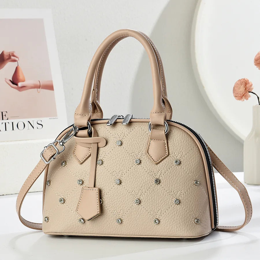 Vintage Embroidered Square Bag Women's Handbag Fashionable Diamond Pattern High Quality Texture Urban Minimalist Style Tote Bag