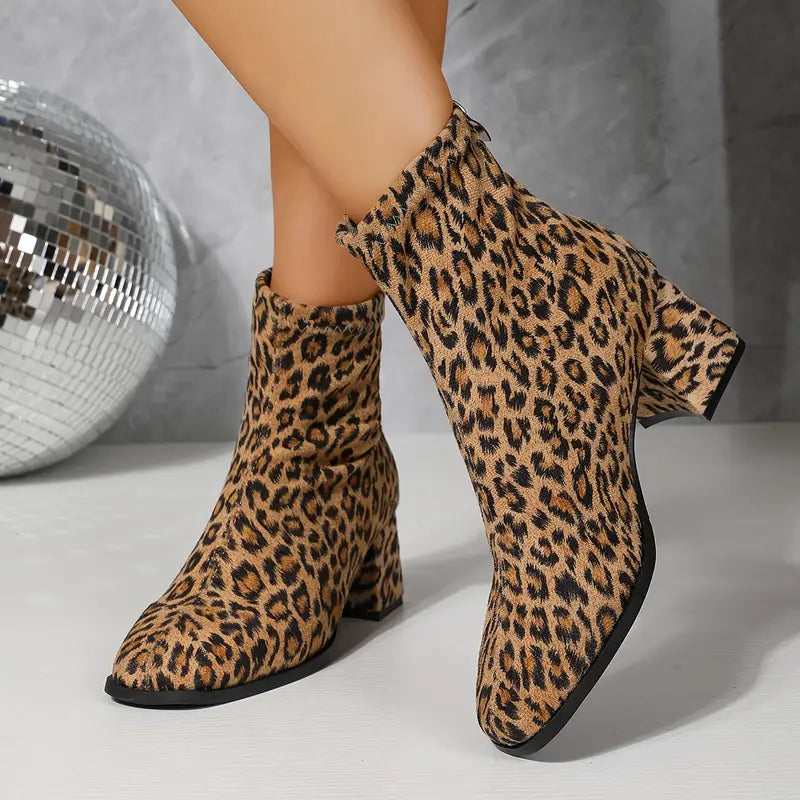 Women'S Leopard Print Ankle Boots