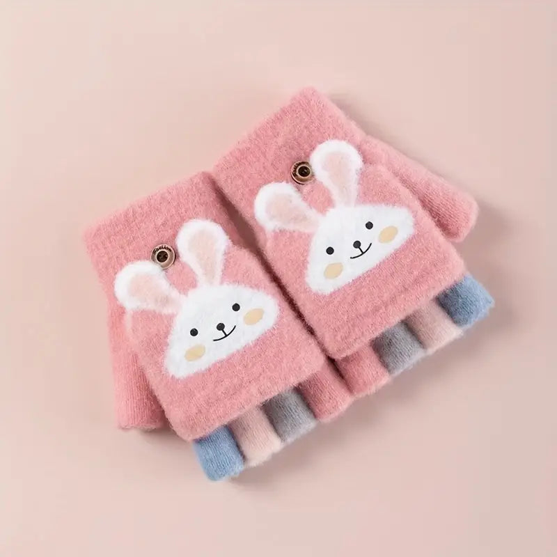 Children's Warm Keeping Thickened Half Finger Gloves