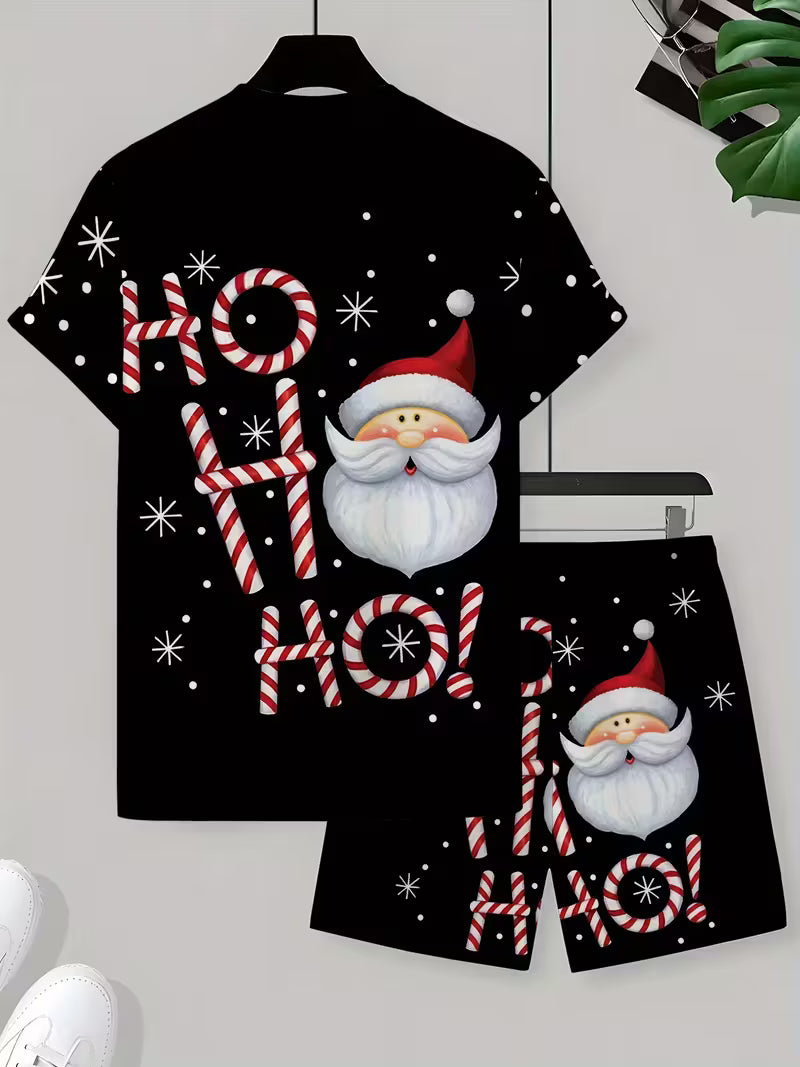 Christmas Santa & Snowflake Print Clothing Set