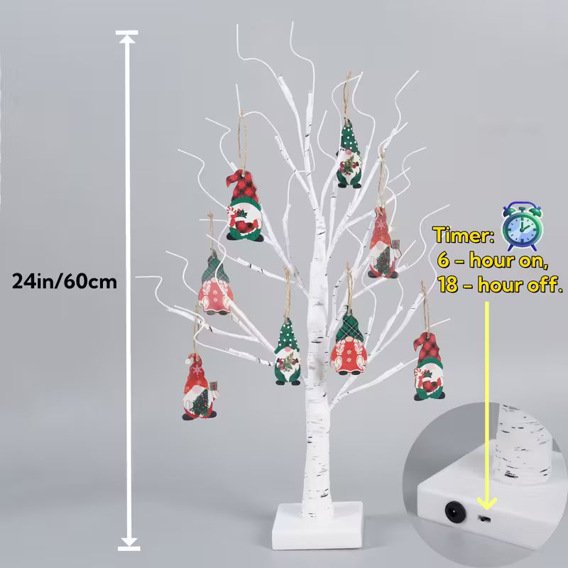 60.96cm Indoor Christmas Decoration with 24 LED Lights on a Birch Tree,