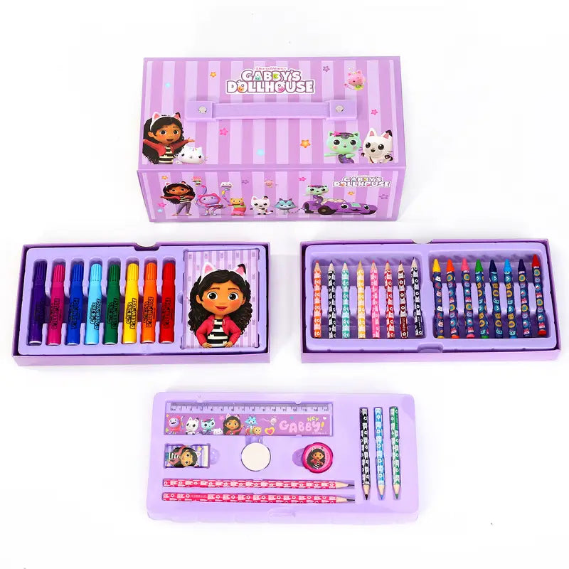 Colouring Art Stationery Set with Watercolour Felt Tip Pens Crayons and Pencils