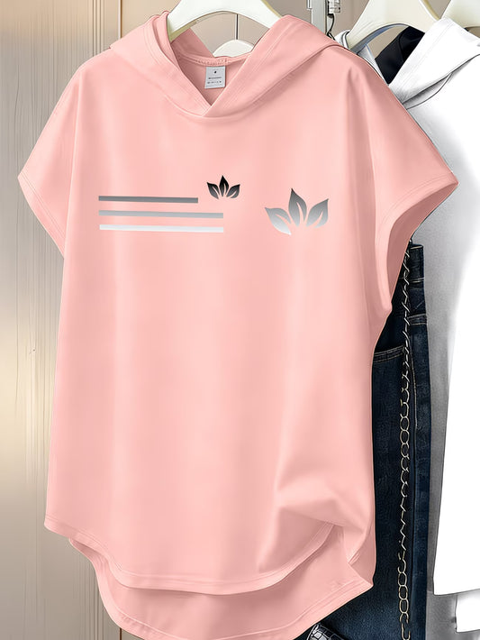 1pc Women's Y2K Retro Minimalist Hooded T-Shirt