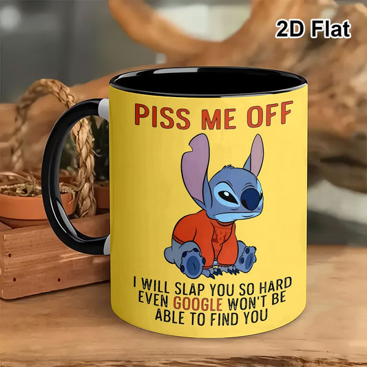 1pc Funny Disney Stitch "Piss Me Off" Quote Coffee Mug