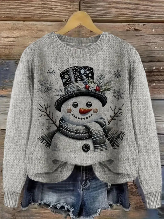 Christmas Snowman Pattern Knitted Pullover Sweater,