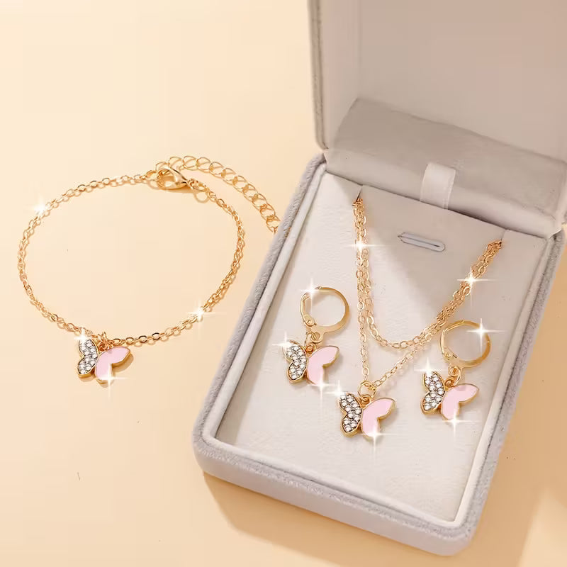 4pcs Elegant Bohemian Style Butterfly Jewelry Set