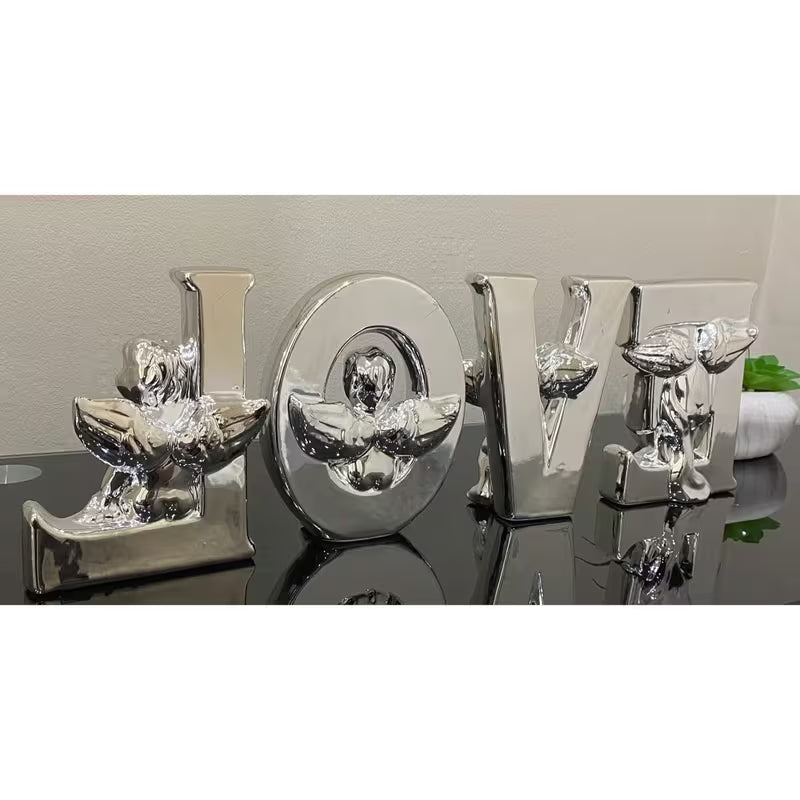 Stunning Silver LOVE Ornament with Cherubs