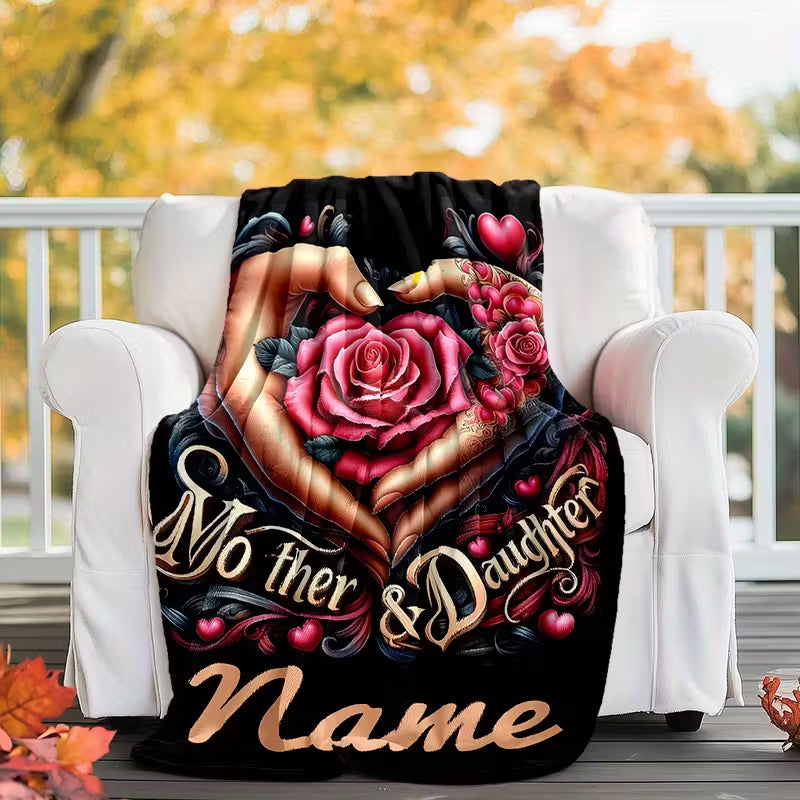 Custom Name Love Mom Rose Blanket