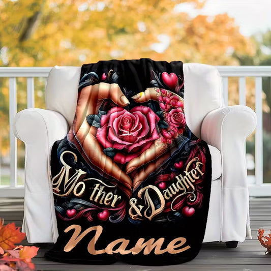 Custom Name Love Mom Rose Blanket
