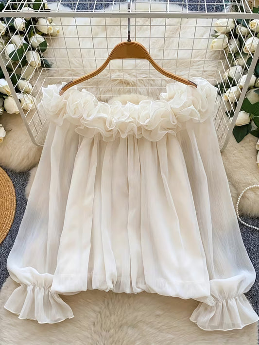 Women's Elegant Off-the-Shoulder Chiffon Blouse