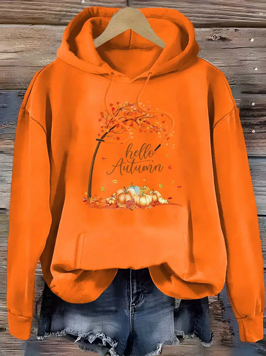 Women's Bright Orange Hooded Sweatshirt