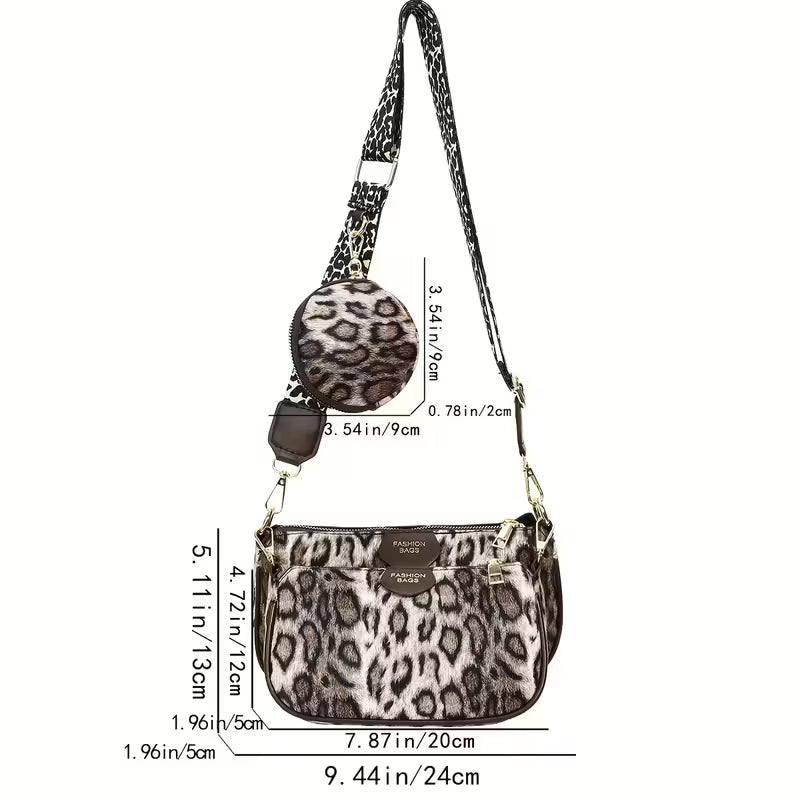 Women's Geometric Leopard Print Crossbody Bag
