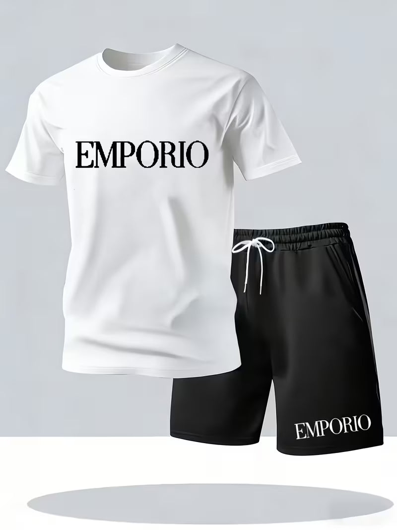 Men's Athletic Casual Short Sleeve T-Shirt - & Shorts Set,