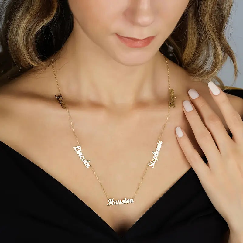 Personalized Custom 5 Name Fashion Pendant Necklace,