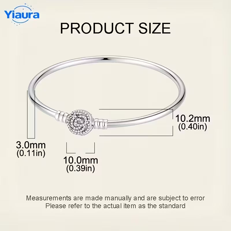 Silver-Plated Bracelet, Silvery Round Inlaid Buckle Bracelet,