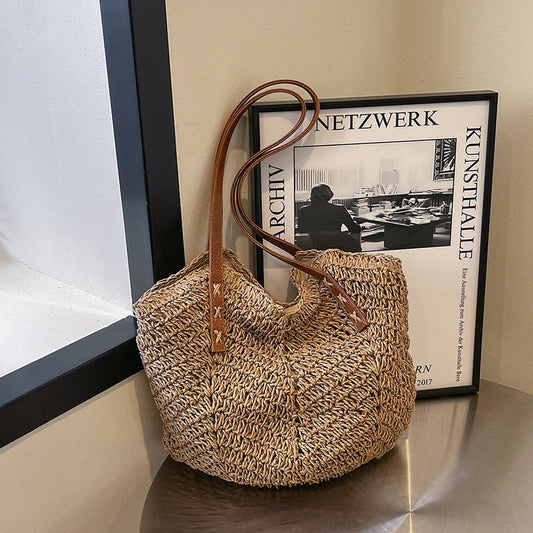 Straw Handbag Holiday Shoulder Bag Fashion Tote Bag