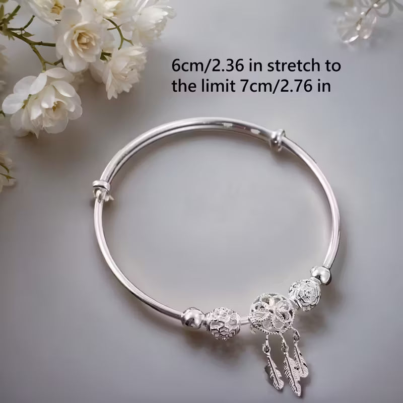 Hollow Flower Rotatable Bead Bracelet,