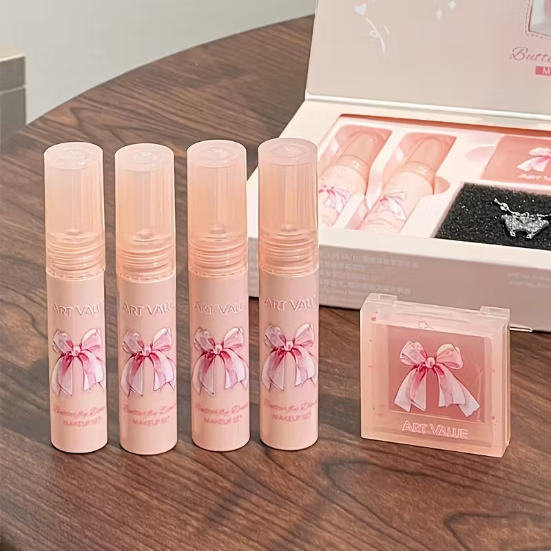 6pcs Butterfly Dance Lip Glaze Blush Set