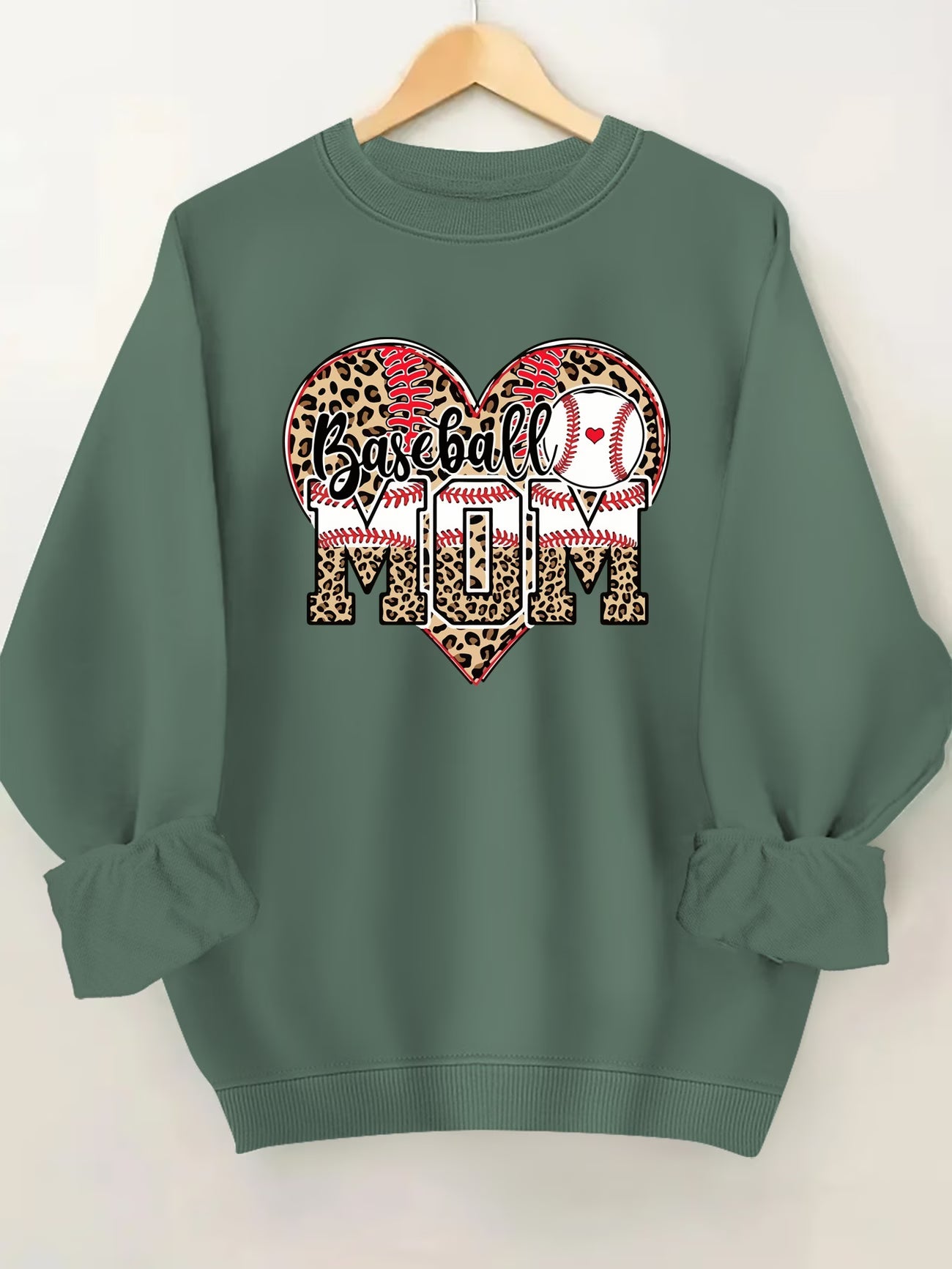 Baseball Letter Pattern Printed Fashion Round Neck Sweater